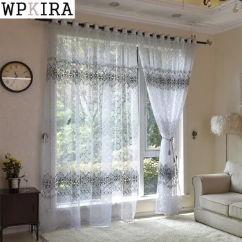 

Floral Modern Sheer Tulle Curtains for Living Room Bedroom Kitchen Voile Sheer Curtains for Window Tulle Curtains Drape ZH032&30