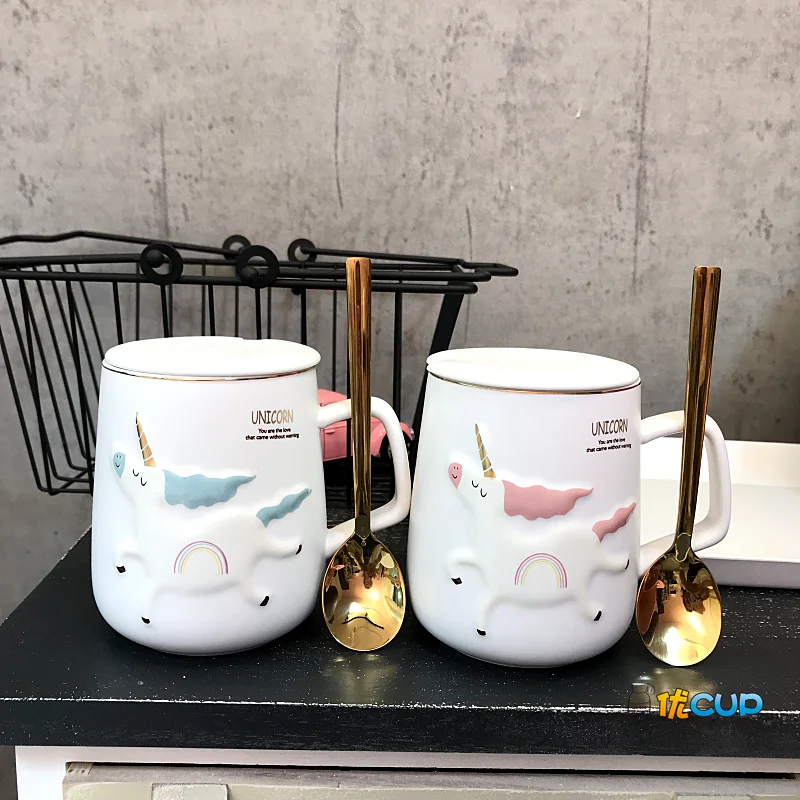 Креативная керамическая чашка с милым единорогом Мультяшные кофейные кружки в