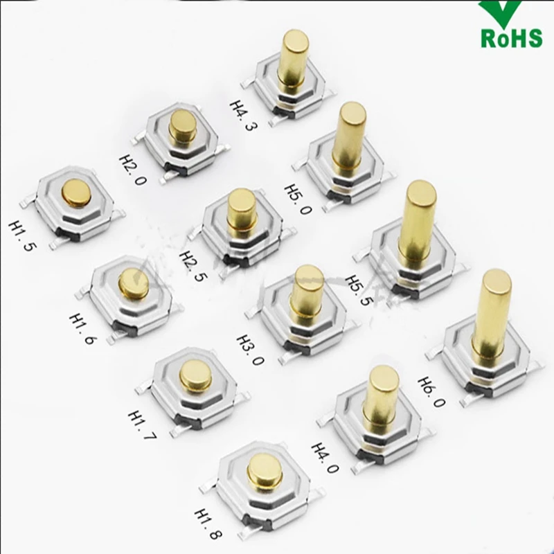 

50pcs TS-C005 4*4*1.5 tact switch button micro-motion liquid crystal patch 4 feet waterproof copper head miniature
