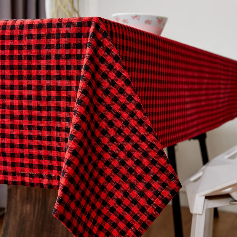 

Table Cloth Dining Table Cover Black&Red Plaid Tablecloth Home Party Kitchen Decoration Nappe De Table Rectangulaire Square Gift