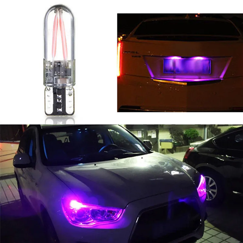 

1Pcs T10 Purple Color Universal Low Consumption Bright 194 168 W5W COB LED CANBUS Silica Bright Glass License Light Bulbs#288760