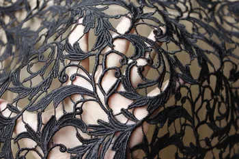 

black lace fabric with retro floral, crochet lace fabric, delicate quality, 5 yards/ lot