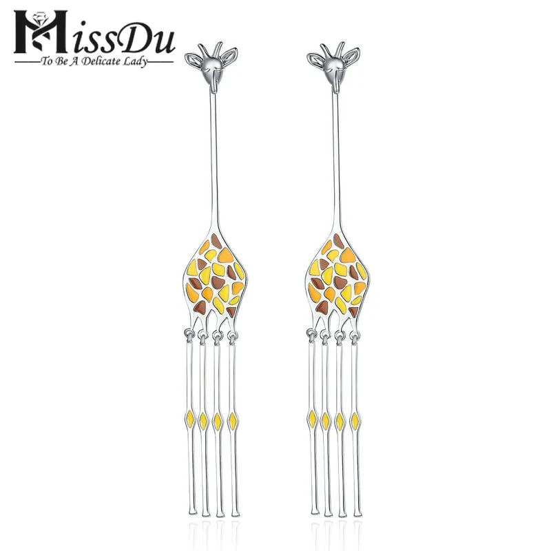 

Design New Silver Color Hyperbole Cute Giraffe Animal Long Drop Earrings for Women Fashion Earrings Jewelry YIE111