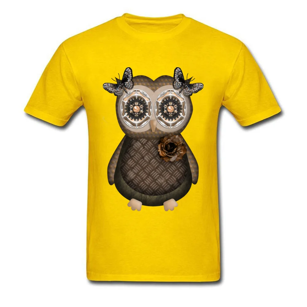 Girl Owl Fashion Short Sleeve Gift T-shirts 100% Cotton O Neck Men's Tees Geek Sweatshirts Summer/Autumn Drop Shipping Girl Owl yellow