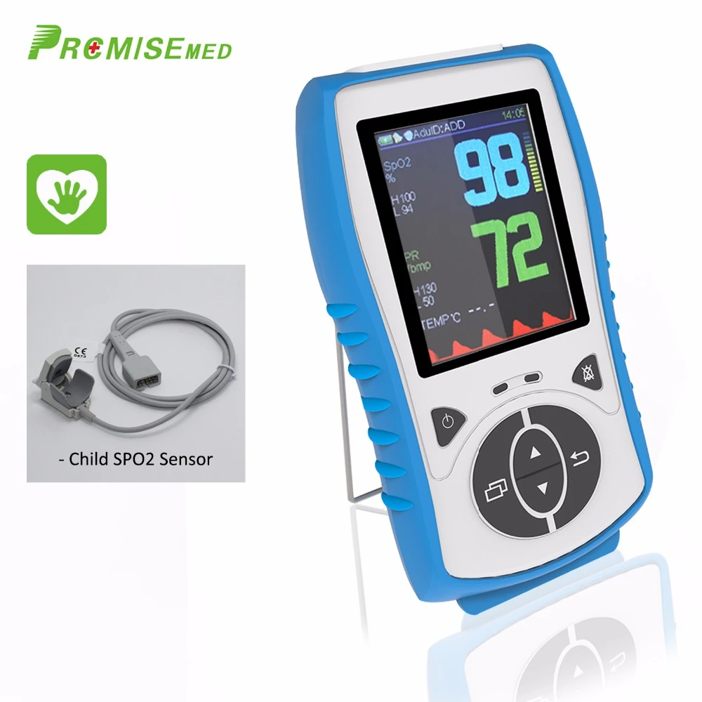 

Child SPO2 Sensor Handheld Pulse Oximeter Temperature Probe Alarm Meter,PR,2.8 LCD Pulse Blood Oximetro,CE Approval -PRCMISEMED