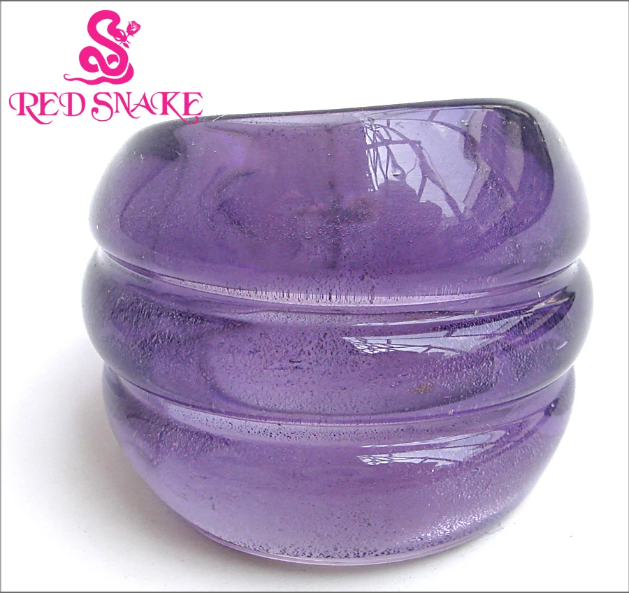 Красная змея модное кольцо ручной работы Фиолетовый с выпуклой дизайн кольца из муранского стекла