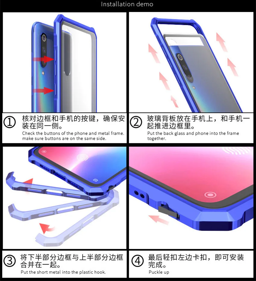 For Xiaomi Mi 9 Case Metal Bumper Glass Back Cover For Xiaomi 9 mi9 Transparent Tempered Glass Phone Case (9)