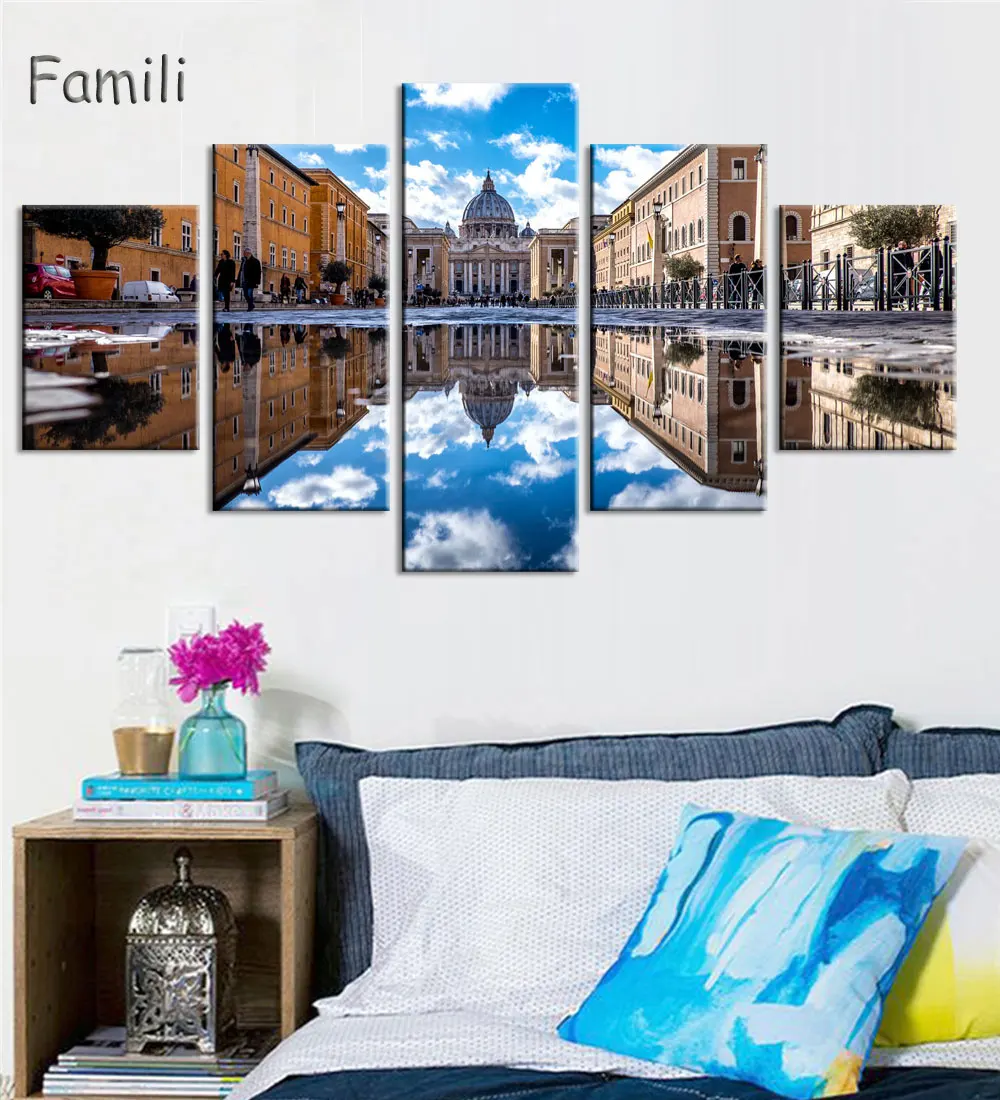 

5pcs Lake And Dolomites Nature Landscapes in Italy canvas fabric Poster wall art Room Decor Home Decoration,quadro decorativo