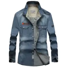Мужские рубашки из хлопка джинсовые осенне-весенние спортивные походные скалолазание для верховой езды с длинным рукавом Топы в британском стиле