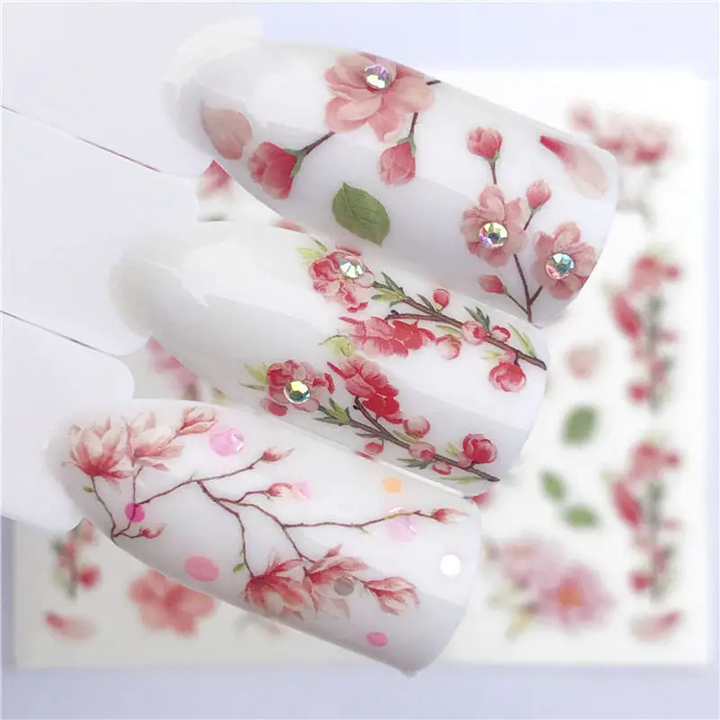 LCJ цветок смешанные наклейки для дизайна ногтей переводные наклейки с водой Лаванда/Ловец снов/трава стили кончик для ногтей Декор DIY