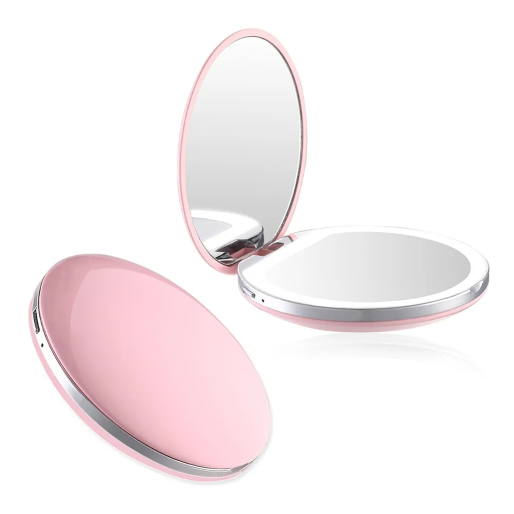 Портативный светодиодный мини-зеркало для макияжа увеличительное Индукционное usb-интерфейс портативное карманное зеркало для макияжа