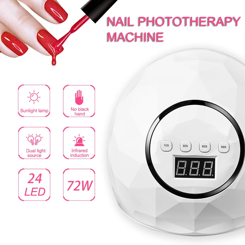 

72W Quick Hand Sensor Powerful UV 24 LEDs Nail Lamp Dryer Nail Designs Art Tools HS11