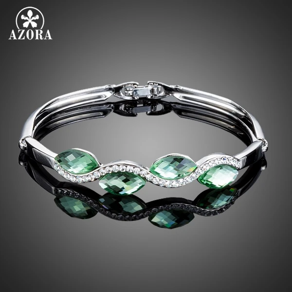 AZORA Fashion Jewelry 4pcs Light Green Stellux Austrian Crystal Water Drop Bangle Bracelet for Women TB0066