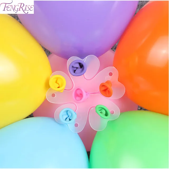 FENGRISE Balloon Stick Plastic Balloon Chain Birthday Party Decorations Kids Baloons Birthday Ballon Sticks Balloon Clip Seal