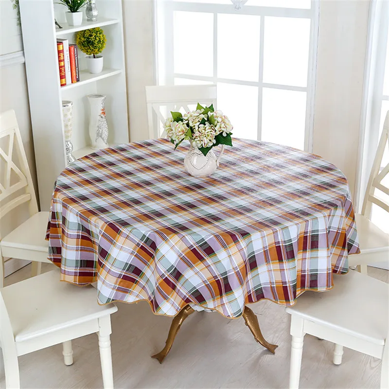 PEVA Printed Table Cloth Waterproof Oilproof Backside Ati-slip Flannel Round Tablecloth Table Cover