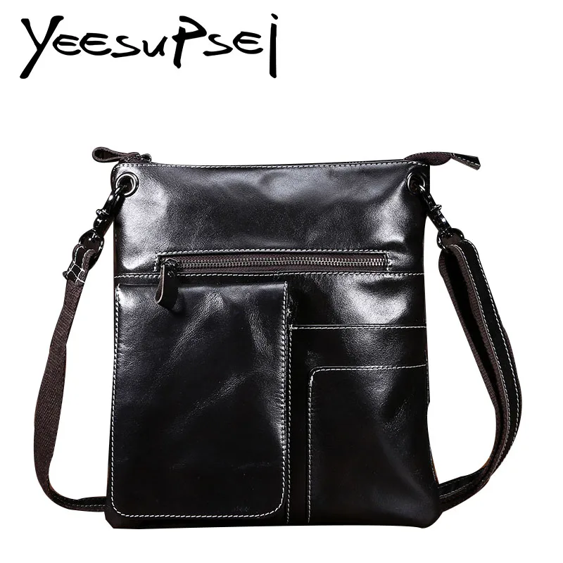 

YeeSupSei Men Bag Genuine Leather Male Crossbody Bag Strap Small Casual Flap Men Leather Messenger Bag Men Fashion Shoulder Bag