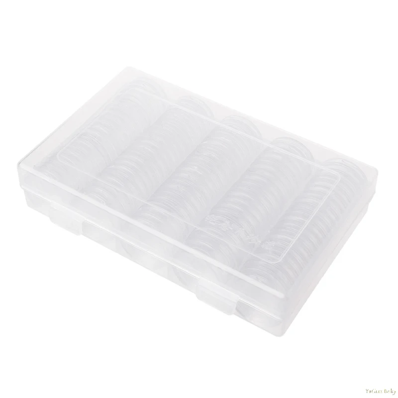 

100 Coin Holder Capsules 27mm Round Box Plastic collectibles Storage Organizer Noncurrent Coin W-store Sep11_C