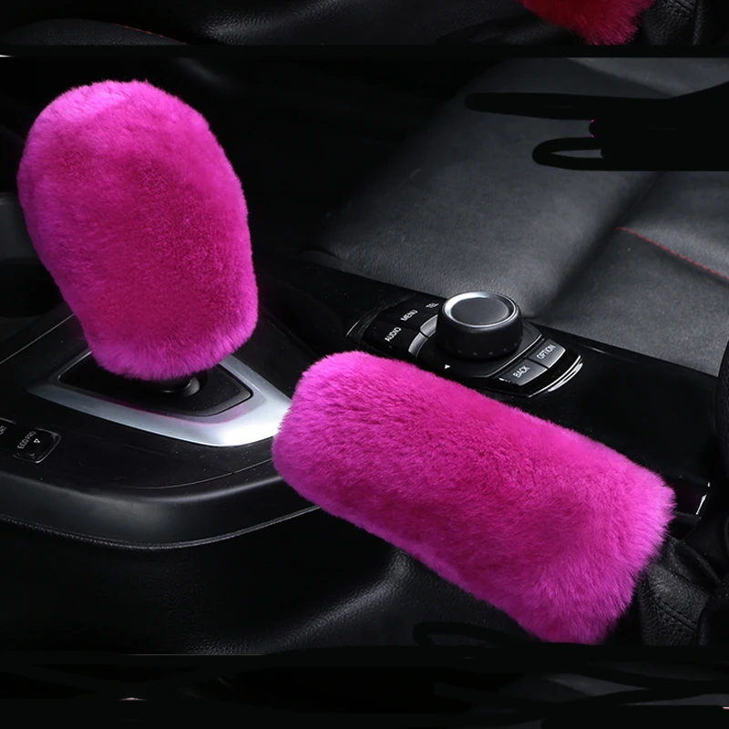 2 piece car handbrake gloves soft plush cover winter warm universal for Peugeot 206 207 208 301 307 308 407 2008 3008 4008