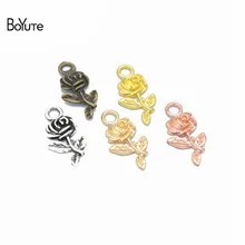 BoYuTe (100 unids/lote), 20x10MM, 6 colores, aleación de Metal, colgante de flor rosa para hacer joyas