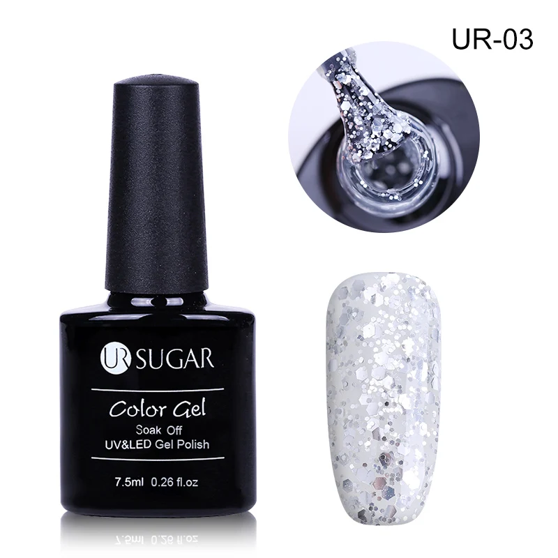 UR SUGAR 1 бутылка 7,5 набор пластиковых бутылок для шампуней/кремов голографическая Звезда Луна блестки гель наклейки на ногти флаконы замочить от ногтей УФ гель лак - Цвет: UR 03