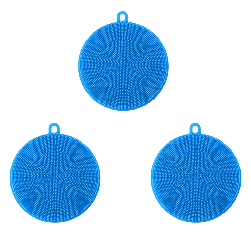 3PCs/Pack Silicone Dish Washing Sponge Scrubber Cleaning Brush Scouring Pad Dish Pot Cleaner Hand Protector Kitchen Washing 1.69 - Цвет: 1