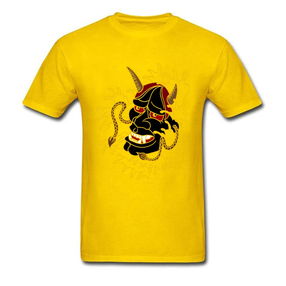 Hannya Crew Neck Top T-shirts Summer/Fall Tops Tees Short Sleeve Fashionable Pure Cotton Printed Tops T Shirt comfortable Mens Hannya yellow