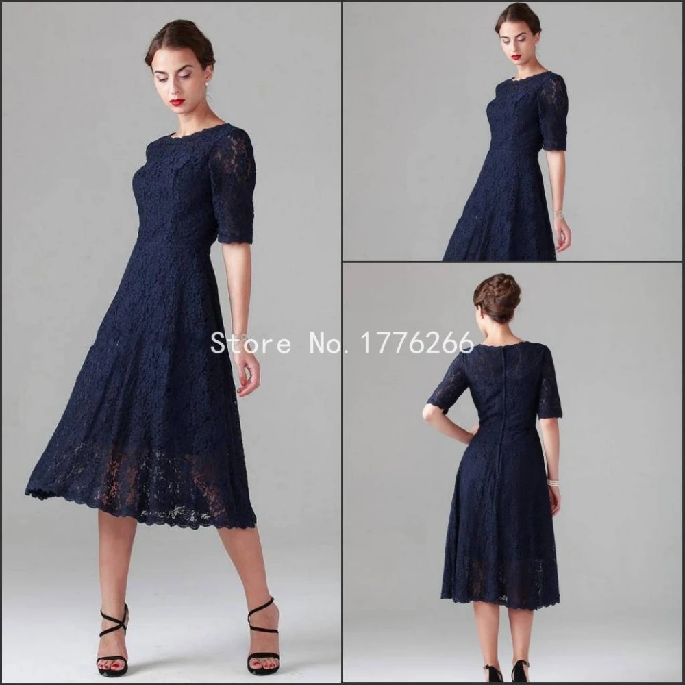 navy blue mid calf dress