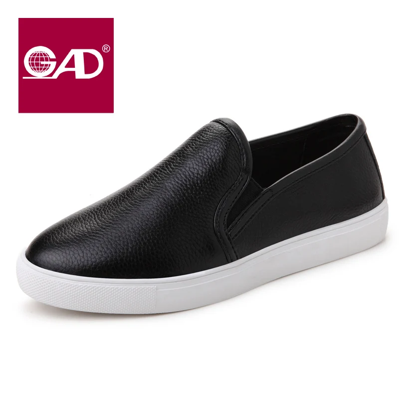 

2017 autumn British wind leather casual shoes round one foot pedal happy single shoes female flat lazy shoes