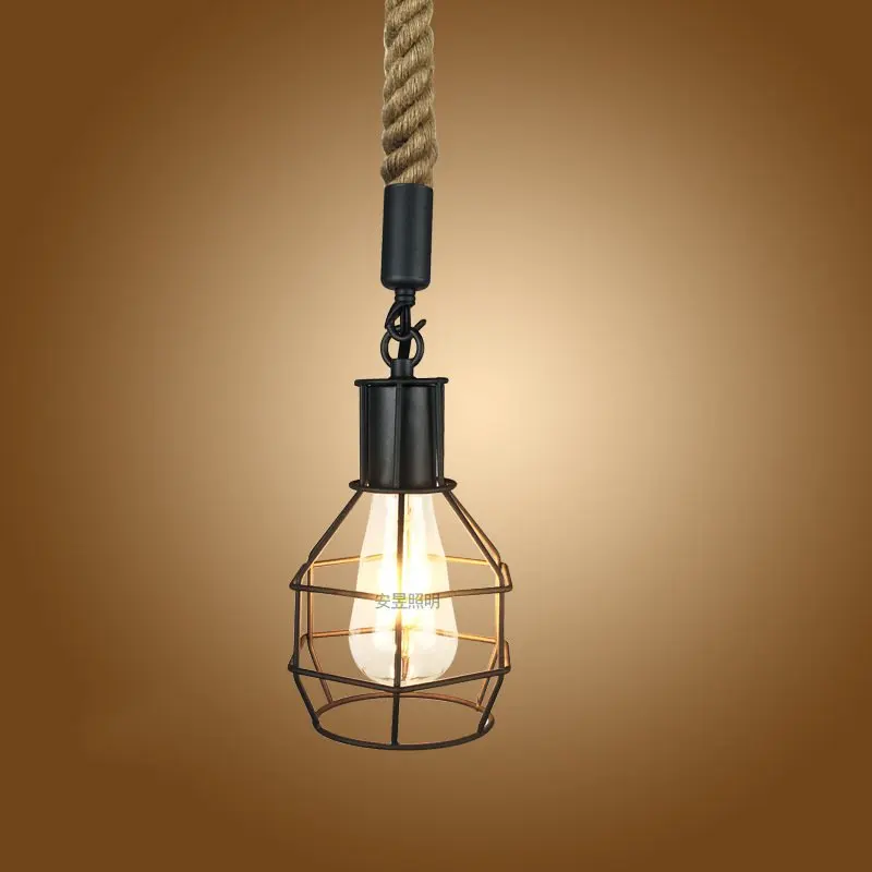 

Creative Industrial wind style Pendant Light Personality Retro Rope Iron Cage Pendant lamp for Restaurant Bar Clothing store