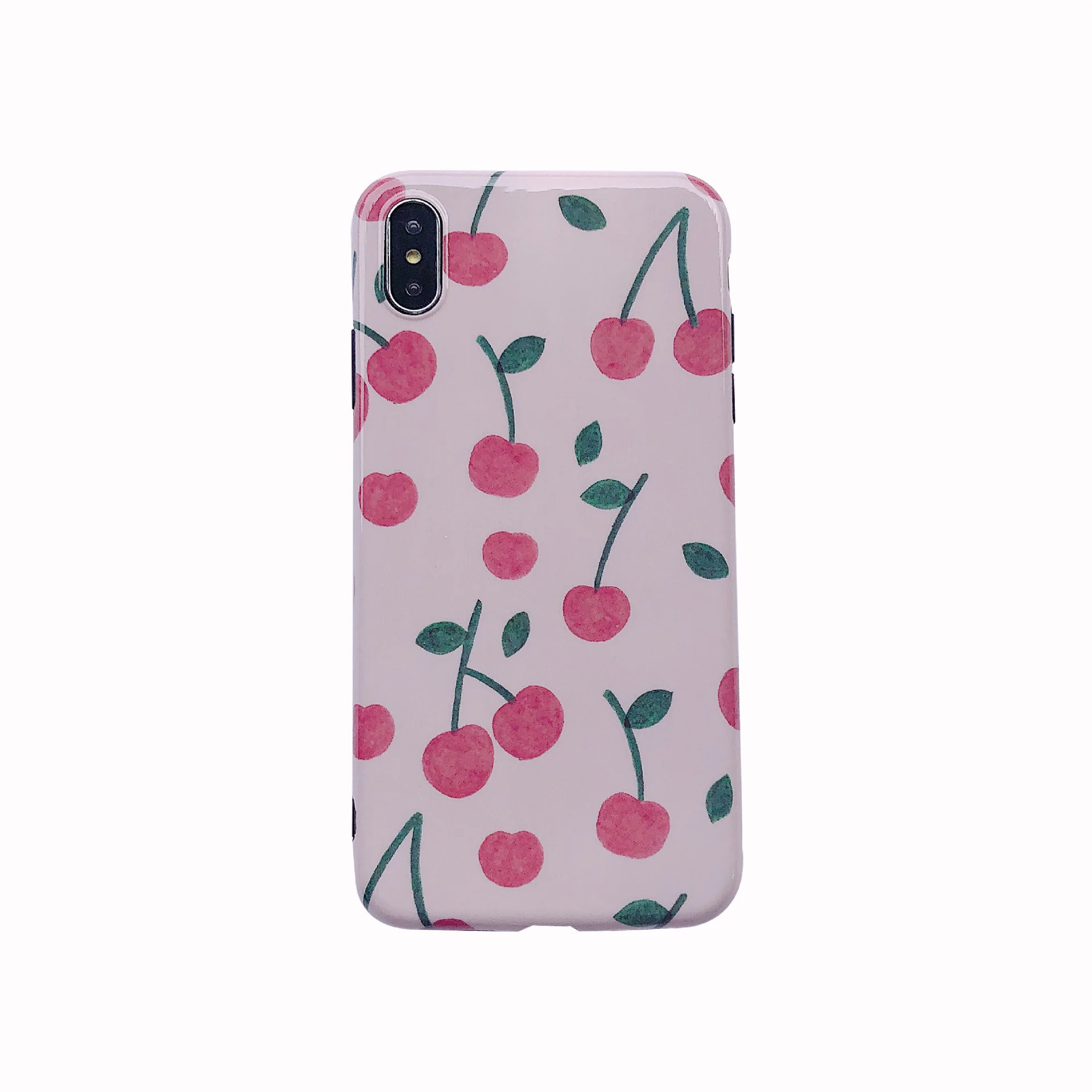 iphone xr case чехол на айфон 7 Pink For Apple phone Cherry in summer X XsMAX 8Plus 7plus 6Plus refreshing smooth fall proof |