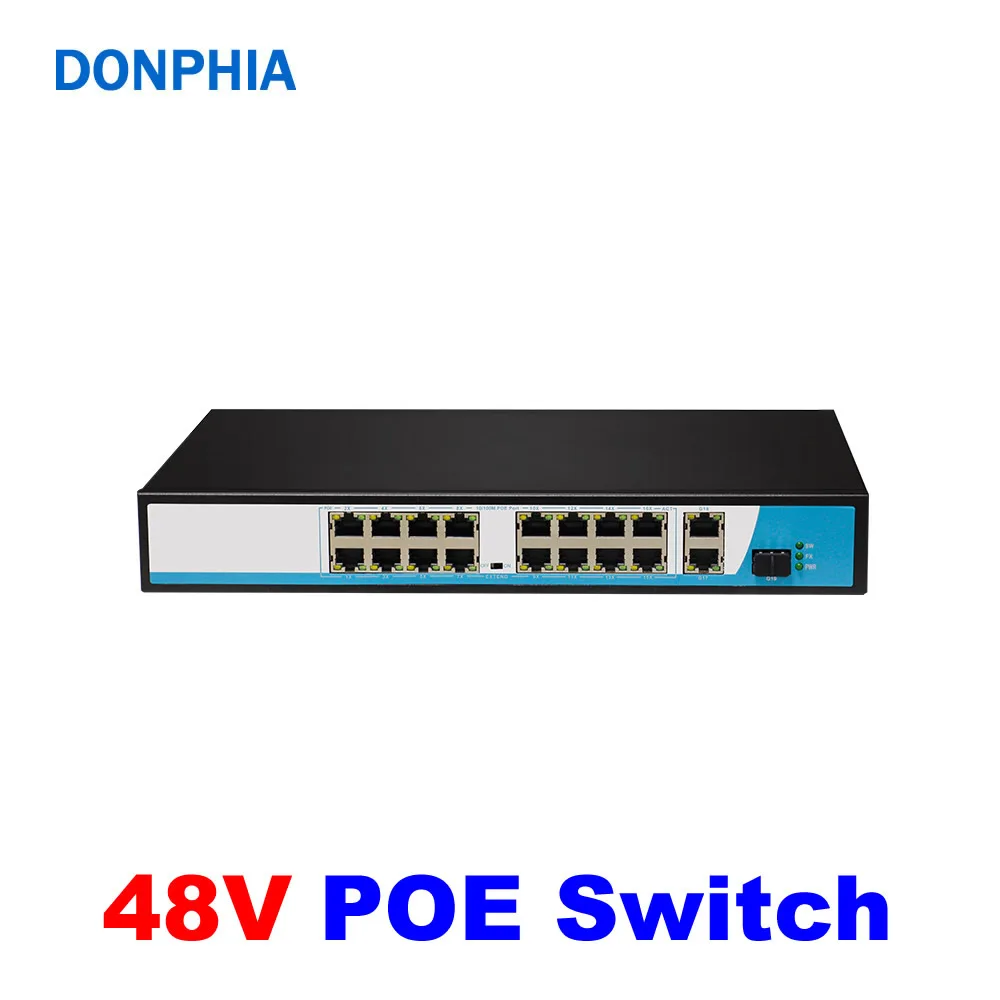 Переключатель POE 16 каналов 48 В шт. + 2 LAN 250 Мбит/с IEEE802.3af/at|Коробки передач и кабели| |