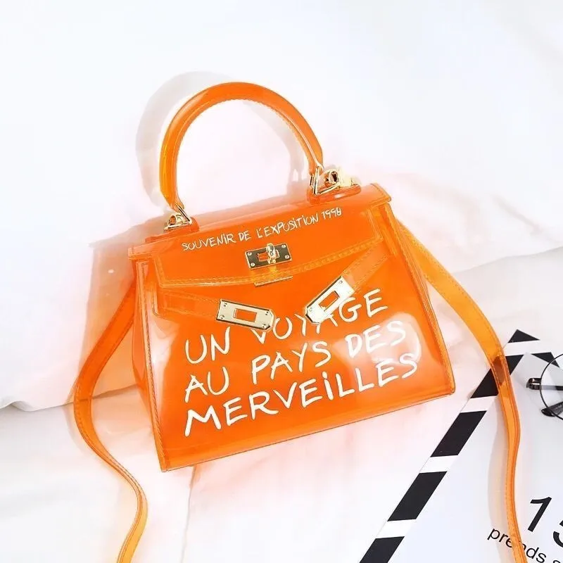 Bolsos de hombro de PVC de Color caramelo para mujer bolsas transparentes de jalea monedero de Color sólido bolso de mano para mujer bolsa