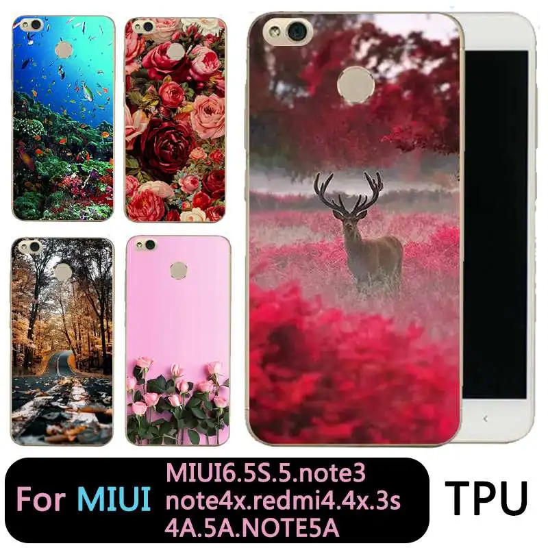 QMSWEI Clear Phone Case For Mi 6 5 5s note3 Redmi note4x 4x 3s 5a 4a note5a TPU Soft Flora Moon Forest Sea Fish Cover |