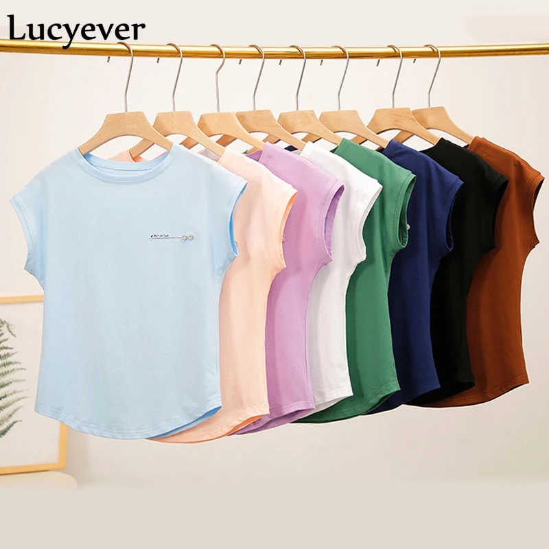 

Lucyever Cotton Women T Shirt Summer Soft Batwing Short Sleeve Female Tees Solid Harajuku Plus Size Pink Top Casual Girl Clothes