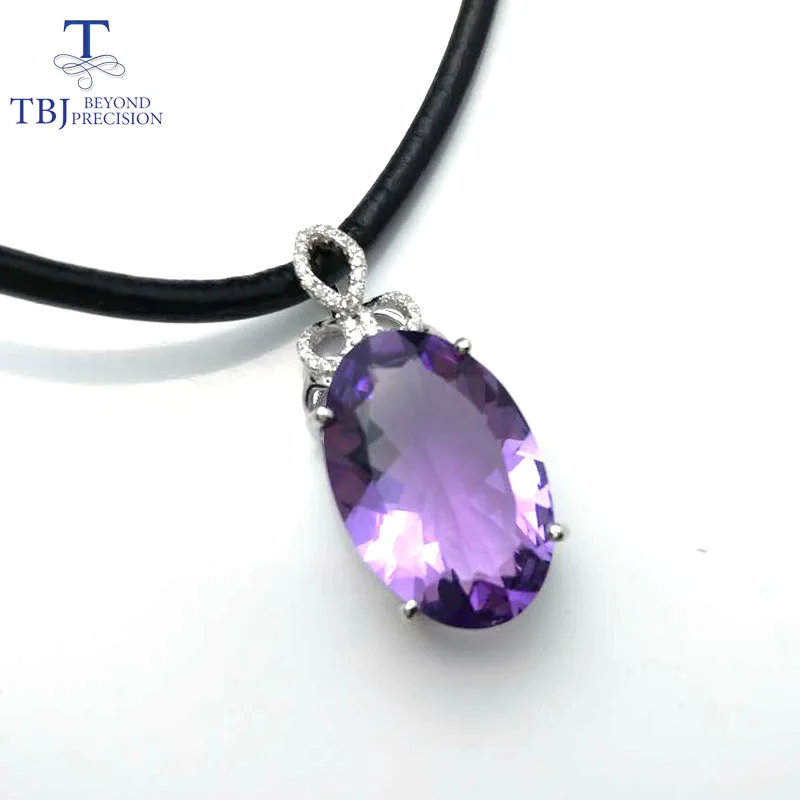 

TBJ,10ct natural deep color good luster brazil amethyst pendant necklace in 925 sterling silver gemstone jewelry with gift box