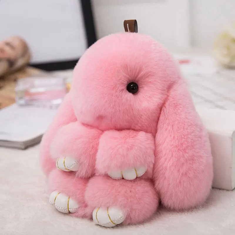 

Epackfree 18cm Fur pom Mao Mengmeng key chains real play dead Rex Rabbit Fur Rabbit Doll Pendant Handbag Bag Pendent Keychains