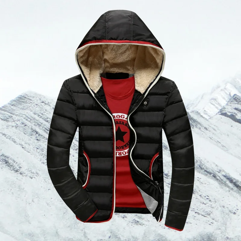 2016 men’s winter jacket men’s fashion cotton liner thick cotton coats casual winter parka, hooded outwear slim fit jackets men
