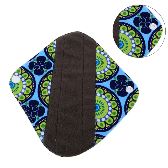 1PC Charcoal Bamboo Cloth Pads Bamboo Inner Washable Reusable Menstrual Pads Sanitary Pads Lady Cloth Pad Panty Liner 20x18cm