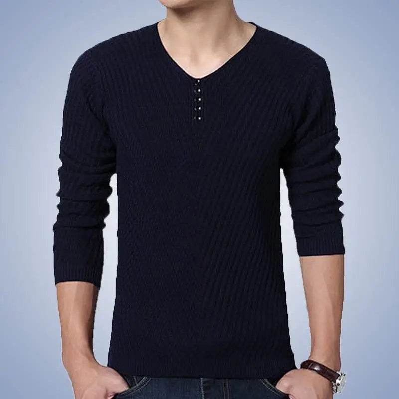 Winter V-Neck Sweater Men Cashmere Pullover Christmas Sweater Mens Knitted Sweaters Pull Homme Jersey Hombre Male Clothes