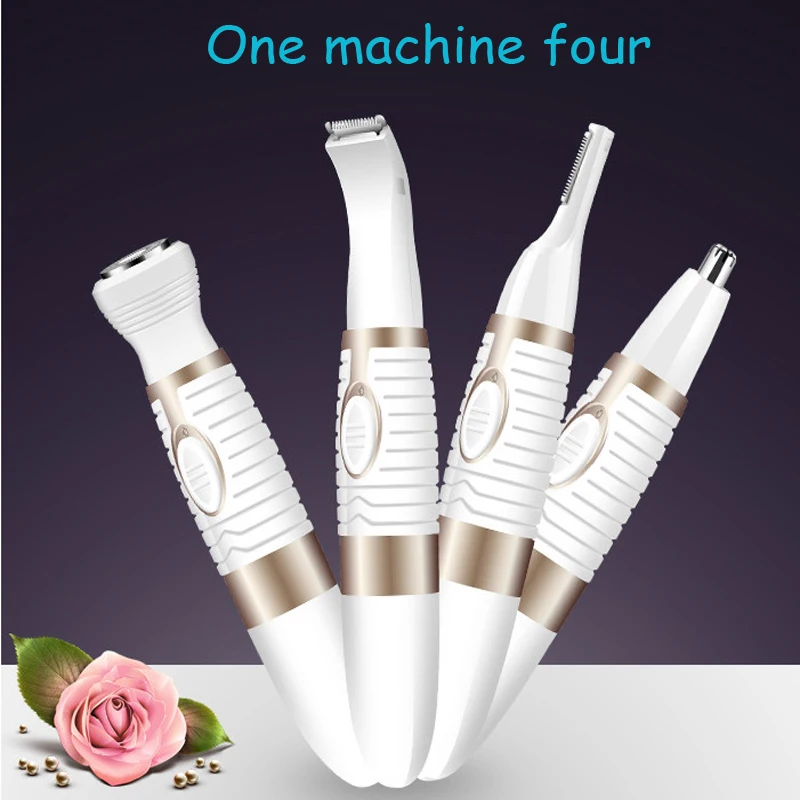 

4in1 Kit Wet Dry Women Shaver Bikini Trimmer Precision Epilator Face Hair Eyebrow Trimmer Lady Shape Tool Female Shaving Machine