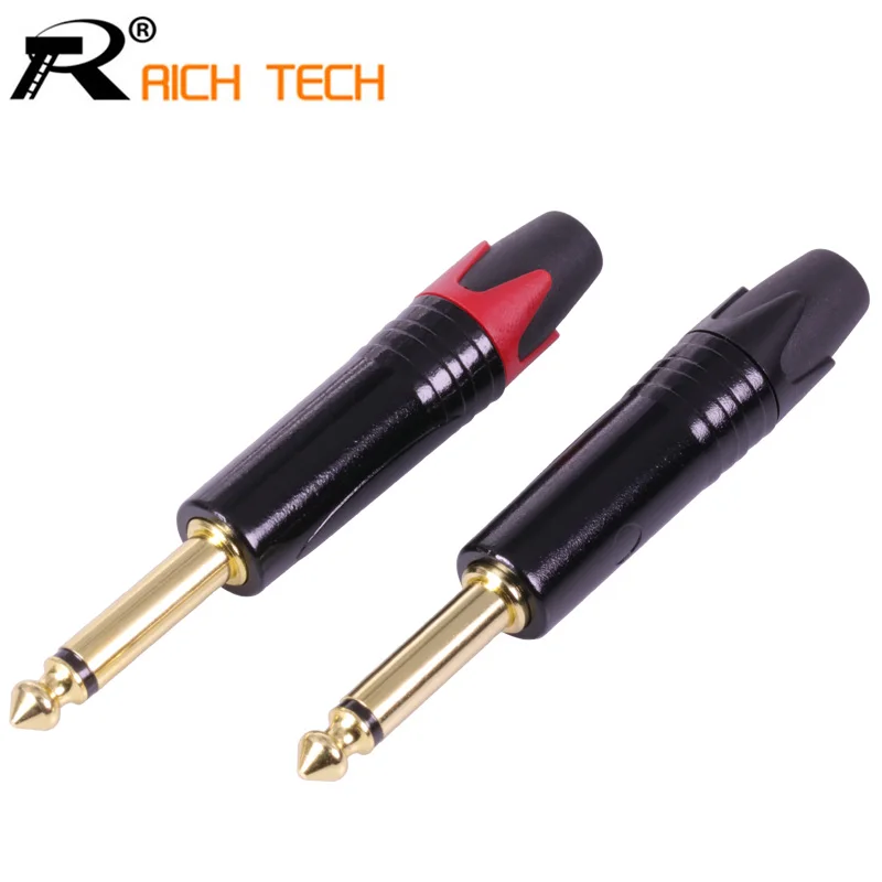 

2pcs/1pair 6.35mm Jack Audio Plug 6.35mm Mono Microphone Assembly Connector Black & Red in 1pair