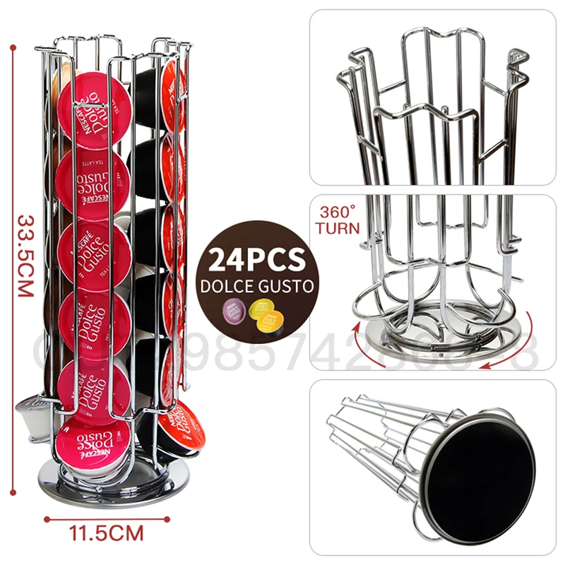  Storage 18/24/30/32 Dolce Gusto Capsules Coffee Pod Holder Stand Kitchen Table Metal Revolving Shel