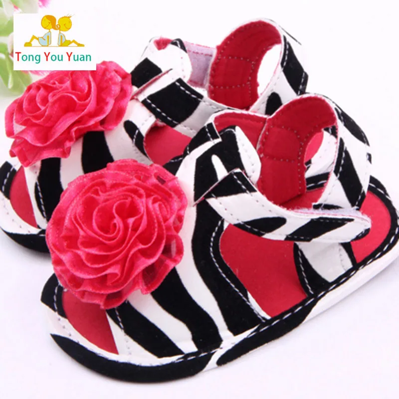 

Big flowers Baby girl sandals Zebra and leopard pattern leather School shoes girls learn the first walk shoes soft bottom lx12