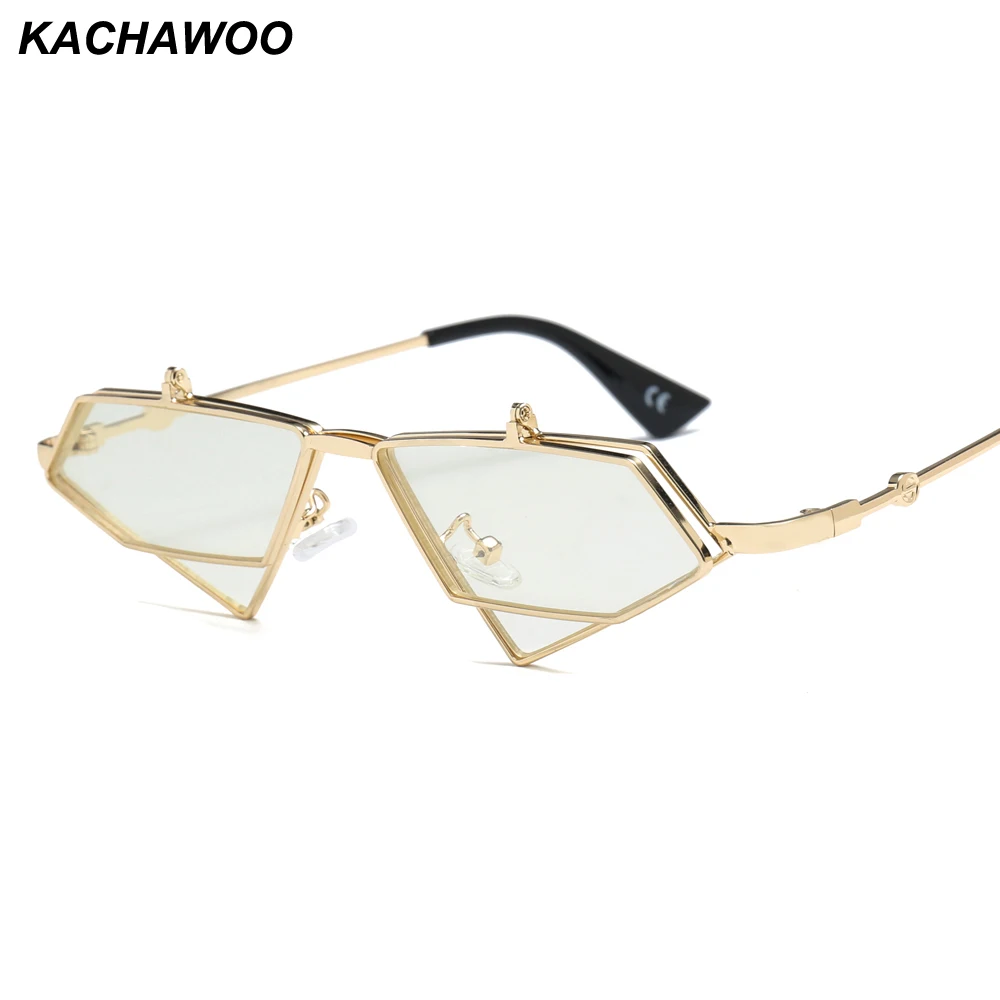 Kachawoo triangle glasses frame male punk style metal flip up