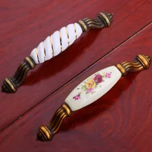 96mm 128mm Rustico rural ceramic kitchen cabinet wardrobe door handles antique bronze dresser tv table pulls knobs 5″ 3.75 Retro