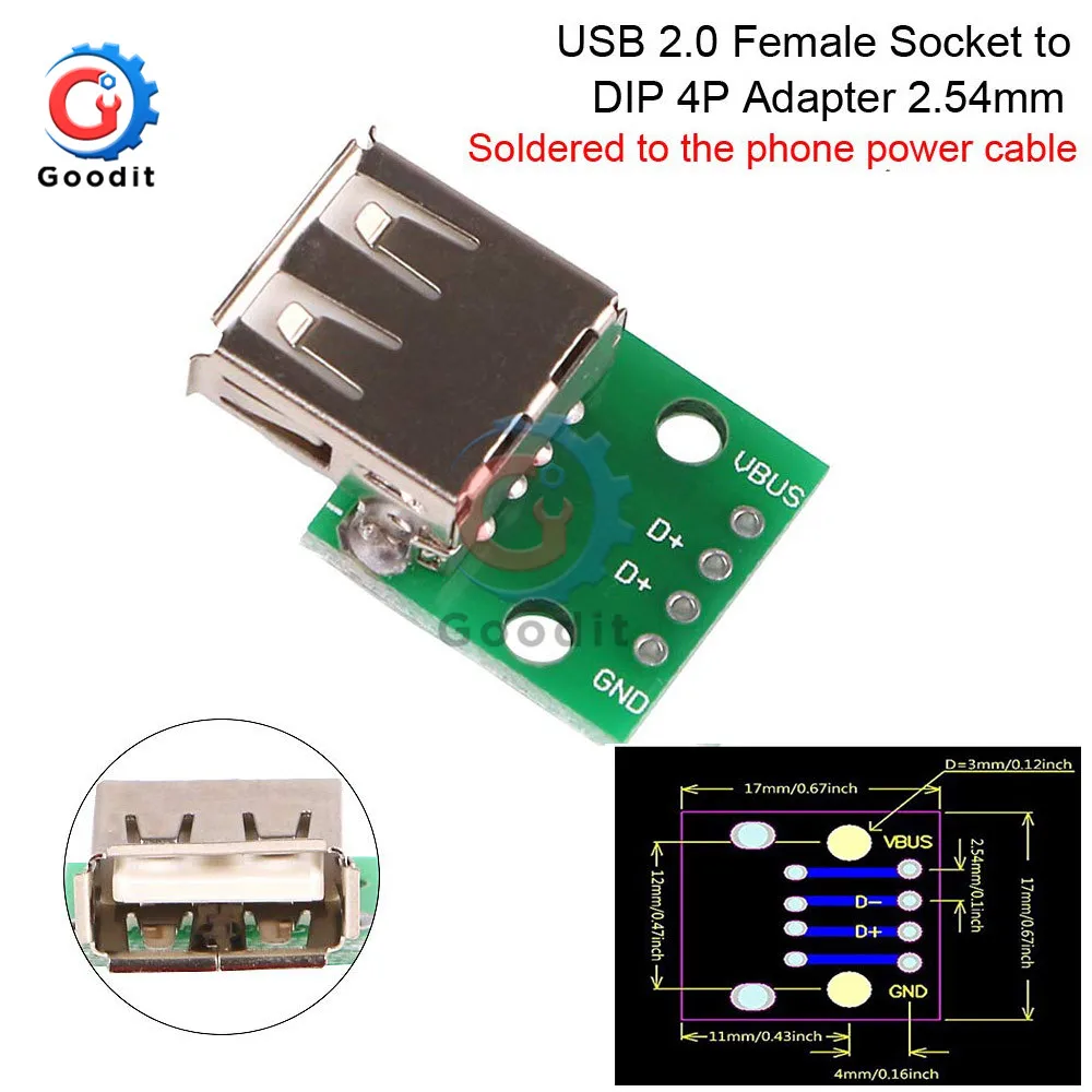 Micro Mini USB A Male USB 2,0 3,0 A Female USB B разъем интерфейс для 2,54 мм DIP PCB конвертер адаптер Breakout Board