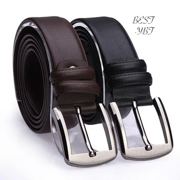 

New Fashion Men High Quality Luxury Brand Leather Belt Pin Buckle Black Business Trouser Strap Cinturones Hombre Cinto