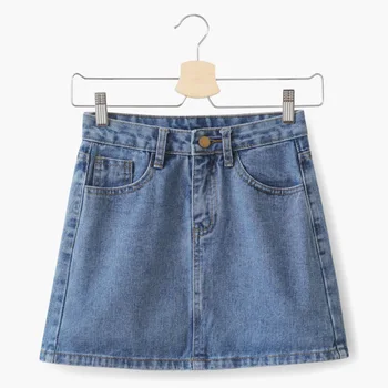 

Denim Girls Skirts Wash High Waist Sexy Fashion A Line Short Zipper Skirt School Blue Female Streetwear Mini Casual Above Knee