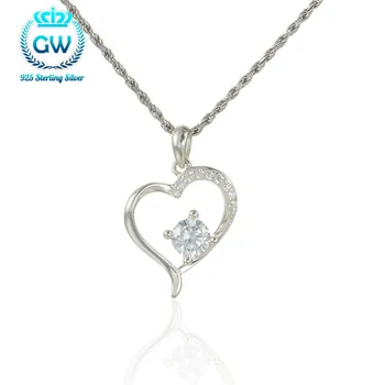 

Crystal Heart Pendant Zirconia Romantic Pendant Silver Necklace Lovers Charm Pendant Brand GW Jewelry Pety009