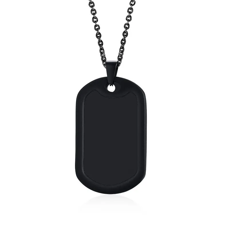 Персонализированные мужские черные Dogtag Цепочки и ожерелья силиконовые Обёрточная бумага военные Нержавеющая сталь Nameplated подарок мужу - Окраска металла: black